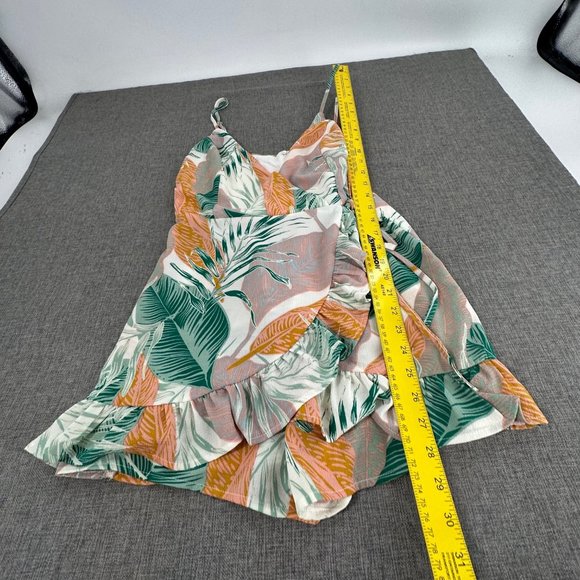 MOD On Trend Floral‎ Wrap Romper  V-Neck Ruffled Trim Spaghetti Straps Medium - Picture 6 of 16